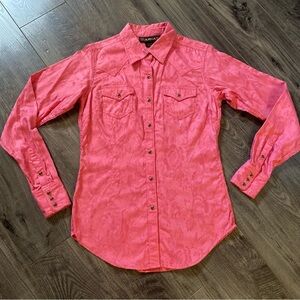 Ariat button up long sleeve shirt floral embossed print pearl snap buttons